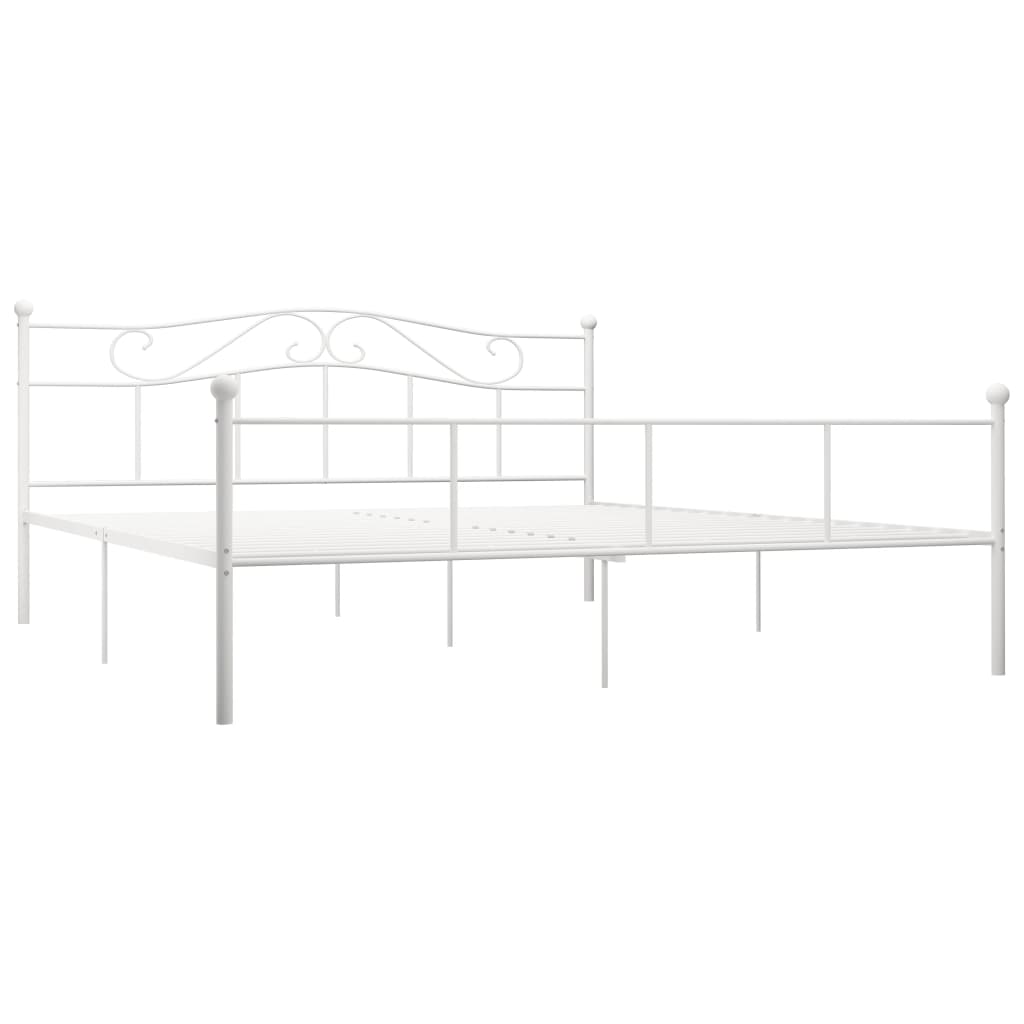 284522 vidaXL Bed Frame without Mattress White Metal 200x200 cm