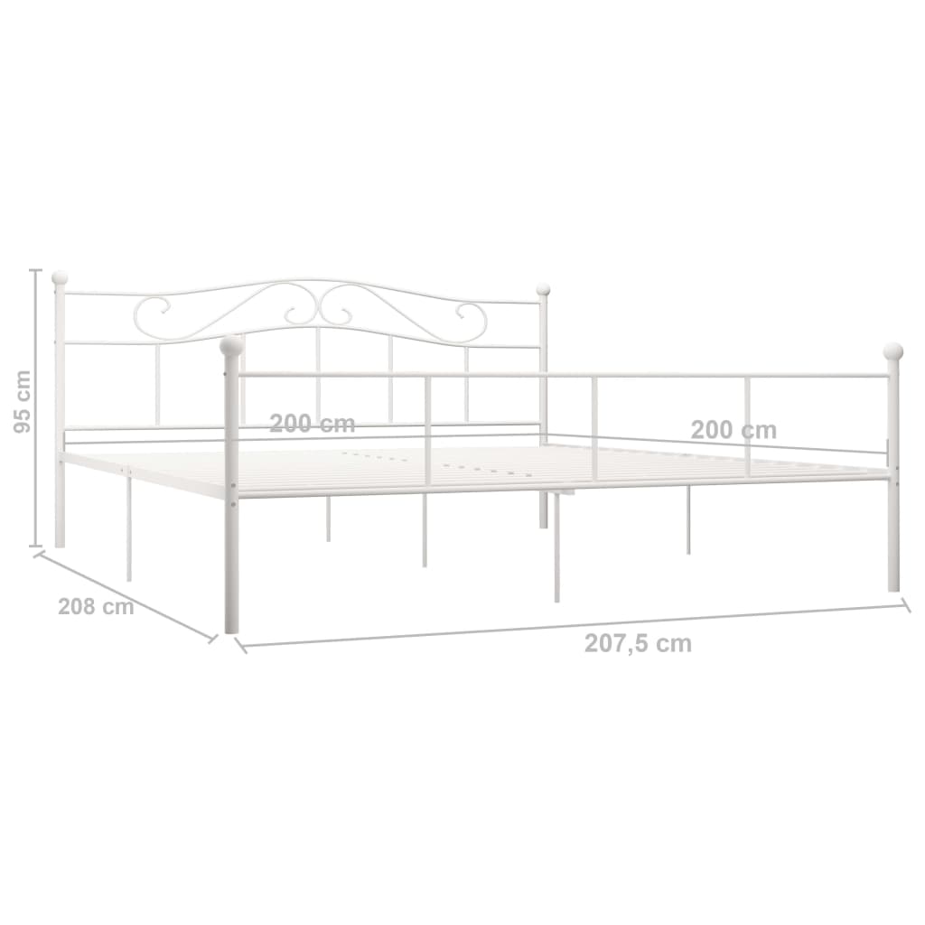 284522 vidaXL Bed Frame without Mattress White Metal 200x200 cm