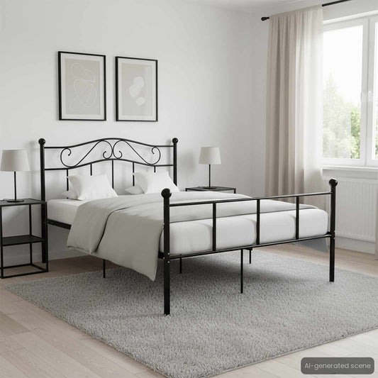 284525 vidaXL Bed Frame without Mattress Black Metal 120x200 cm