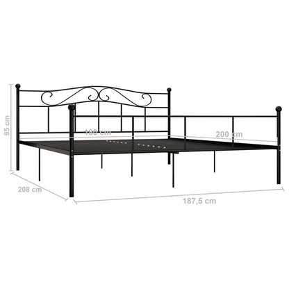 284528 vidaXL Bed Frame without Mattress Black Metal 180x200 cm Super King