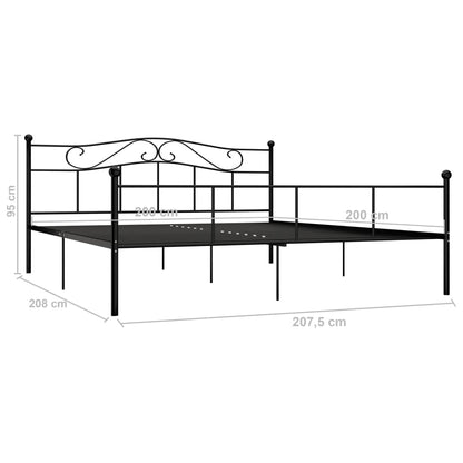 284529 vidaXL Bed Frame without Mattress Black Metal 200x200 cm