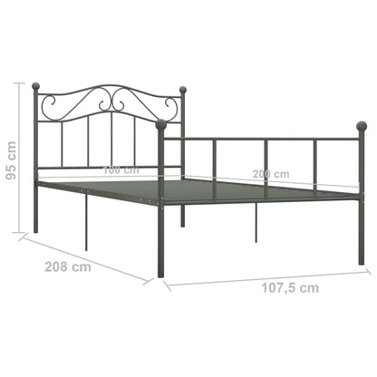 284531 vidaXL Bed Frame without Mattress Grey Metal 100x200 cm