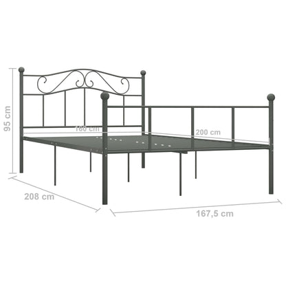 284534 vidaXL Bed Frame without Mattress Grey Metal 160x200 cm