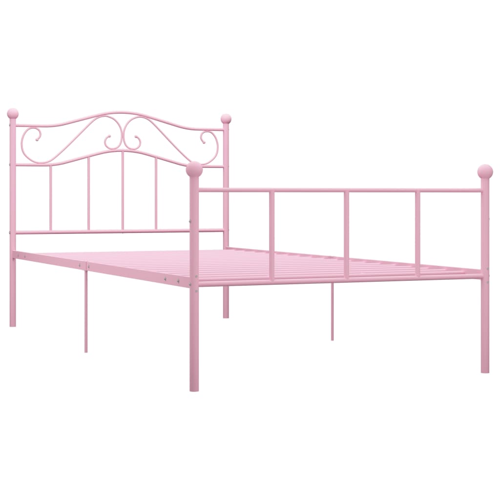 284537 vidaXL Bed Frame without Mattress Pink Metal 90x200 cm