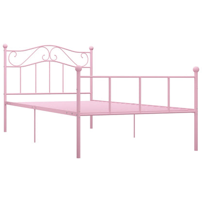 284538 vidaXL Bed Frame without Mattress Pink Metal 100x200 cm