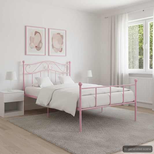 284538 vidaXL Bed Frame without Mattress Pink Metal 100x200 cm