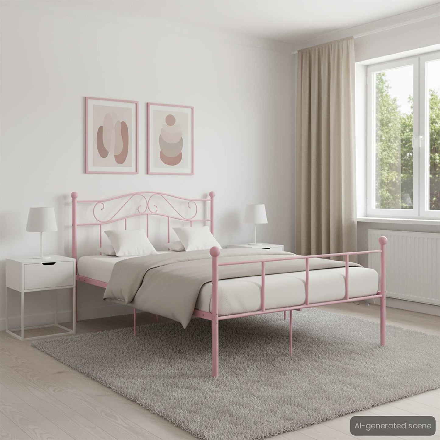 284540 vidaXL Bed Frame without Mattress Pink Metal 140x200 cm