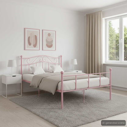 284540 vidaXL Bed Frame without Mattress Pink Metal 140x200 cm