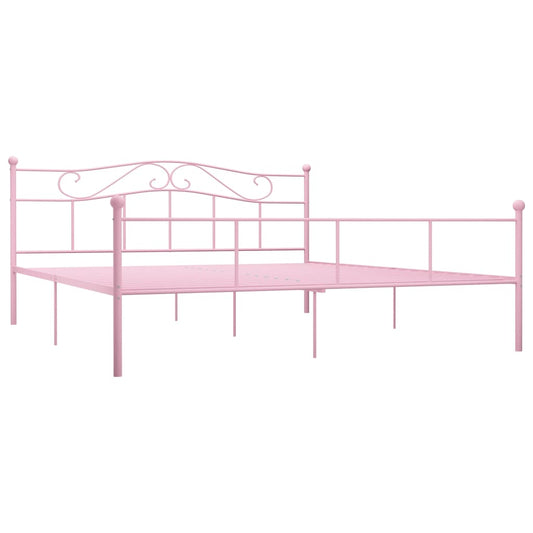 284542 vidaXL Bed Frame without Mattress Pink Metal 180x200 cm Super King