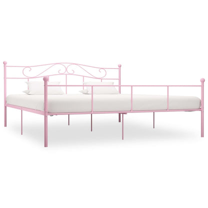 284543 vidaXL Bed Frame without Mattress Pink Metal 200x200 cm
