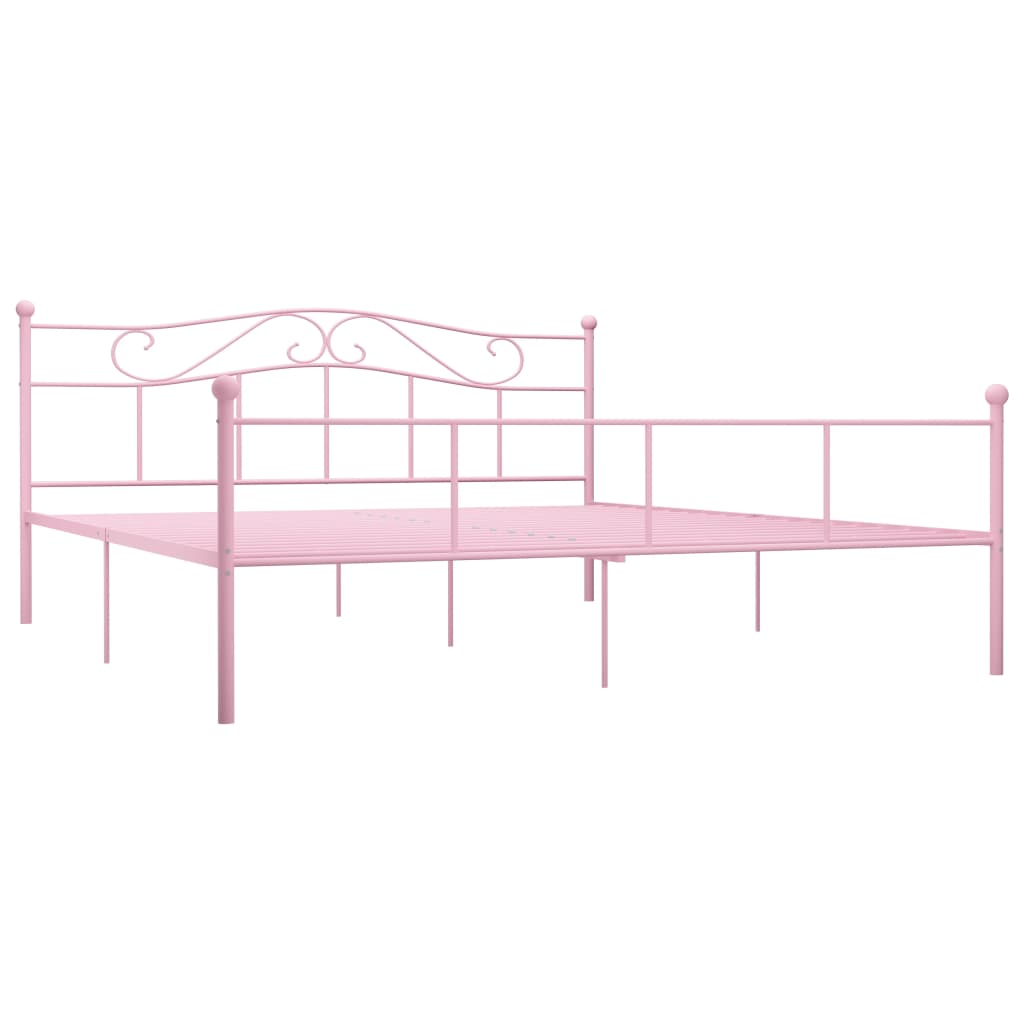 284543 vidaXL Bed Frame without Mattress Pink Metal 200x200 cm