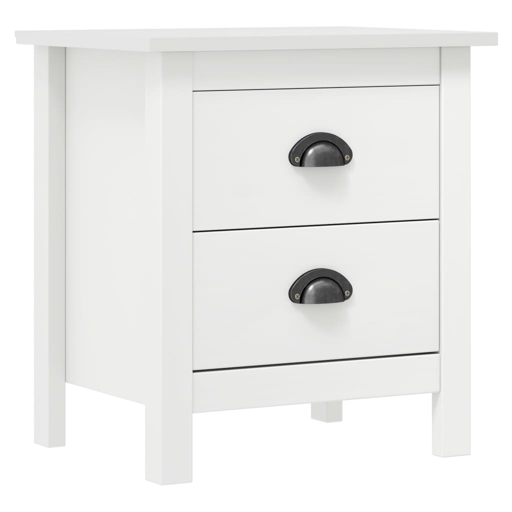 vidaXL Bedside Cabinet Hill White 46x35x49.5 cm Solid Pine Wood