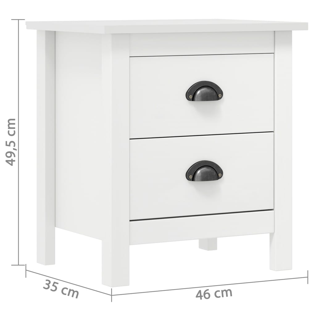 vidaXL Bedside Cabinet Hill White 46x35x49.5 cm Solid Pine Wood