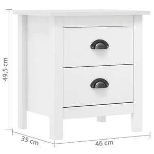 vidaXL Bedside Cabinet Hill White 46x35x49.5 cm Solid Pine Wood