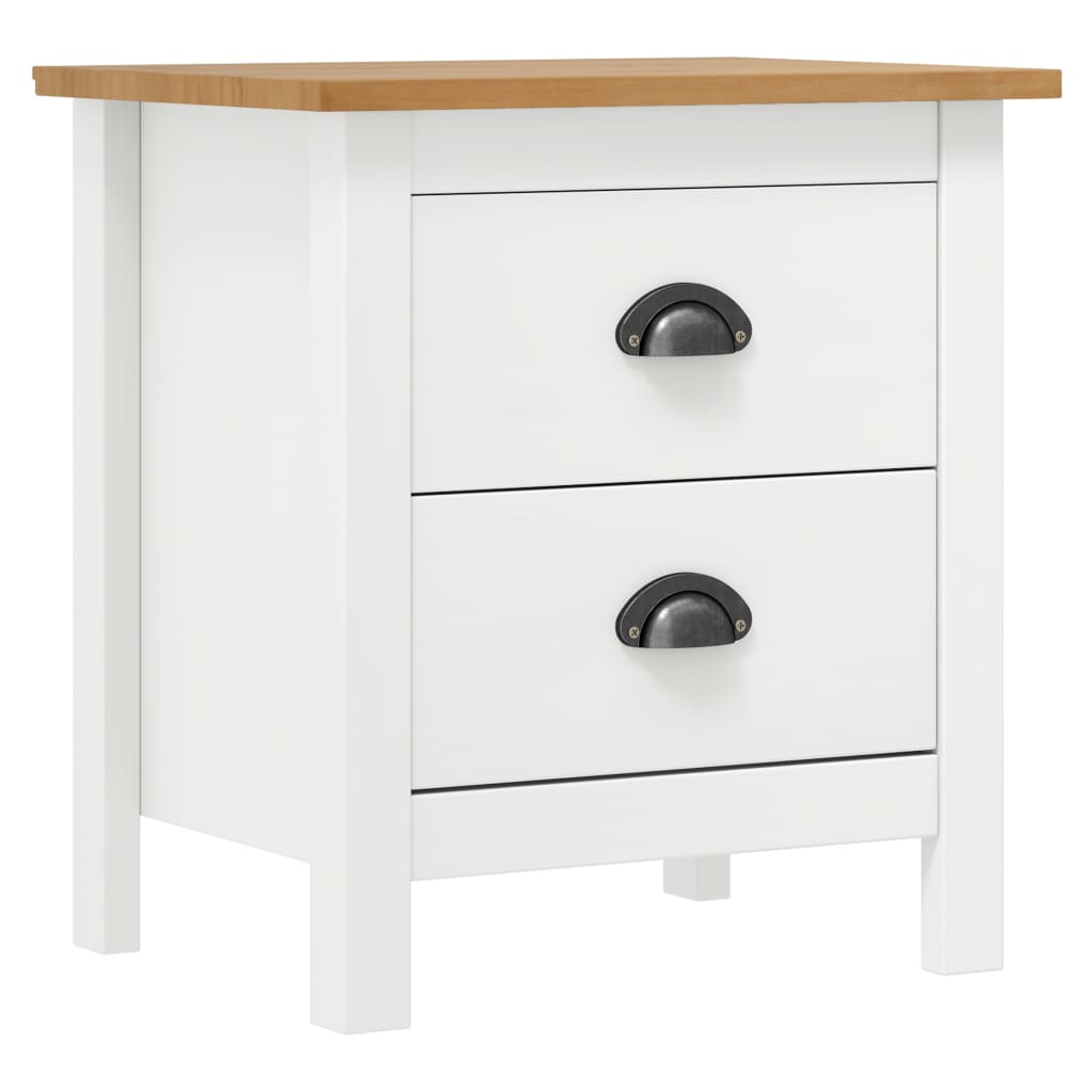 vidaXL Bedside Cabinet | White and honey brown | Solid pine wood | Medium