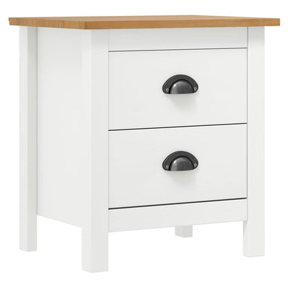 vidaXL Bedside Cabinet | White and honey brown | Solid pine wood | Medium