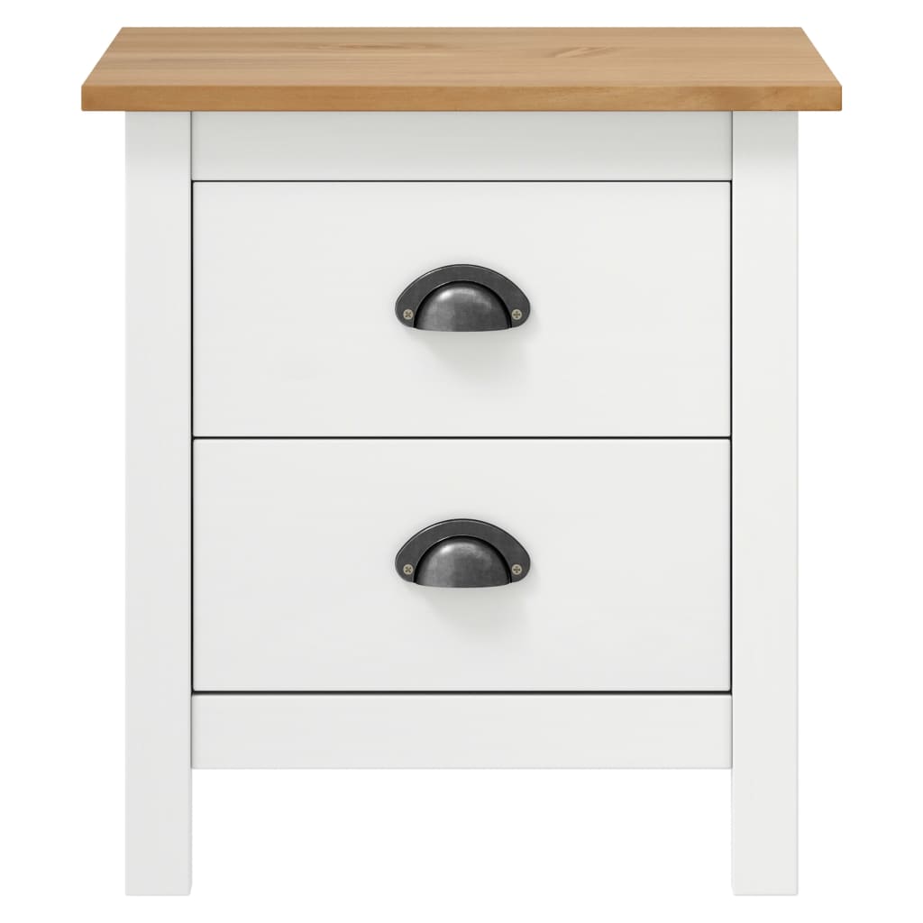 vidaXL Bedside Cabinet | White and honey brown | Solid pine wood | Medium
