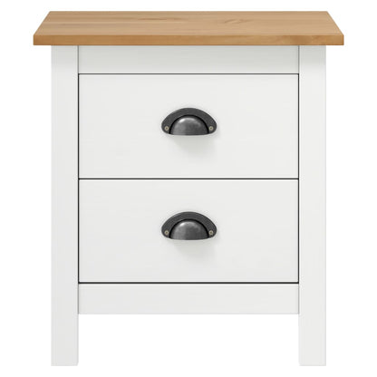 vidaXL Bedside Cabinet | White and honey brown | Solid pine wood | Medium