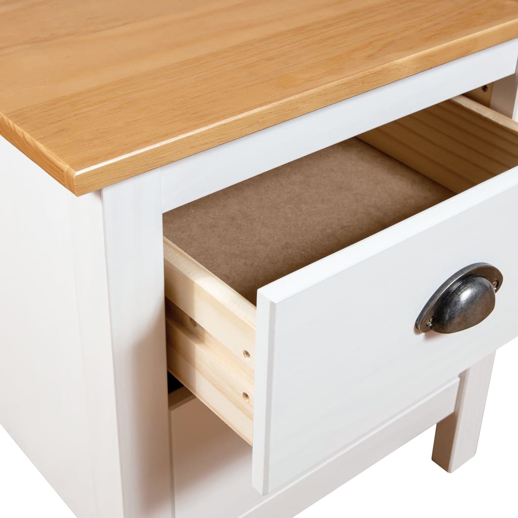 vidaXL Bedside Cabinet | White and honey brown | Solid pine wood | Medium