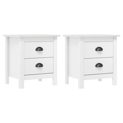 288908 vidaXL Bedside Cabinet "Hill" 2 pcs White 46x35x49,5 cm Solid Pine Wood
