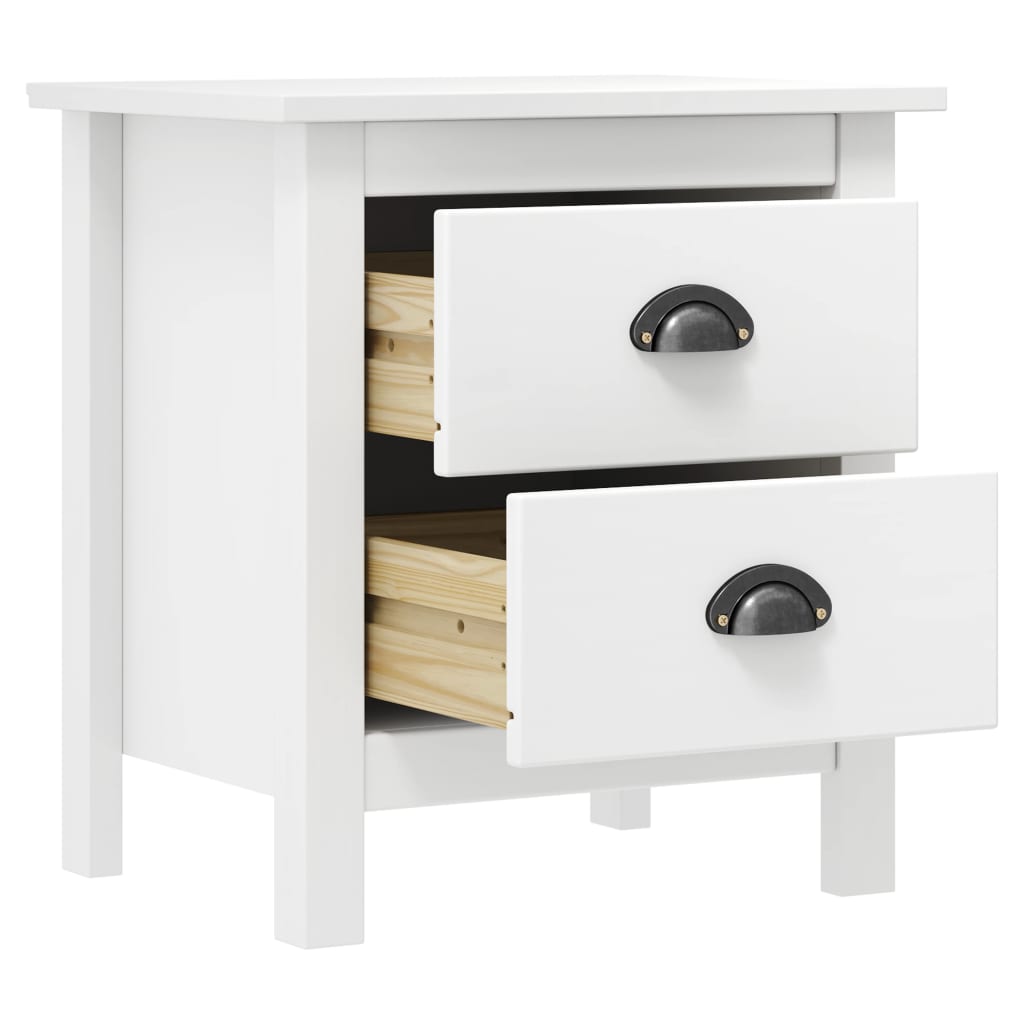 288908 vidaXL Bedside Cabinet "Hill" 2 pcs White 46x35x49,5 cm Solid Pine Wood