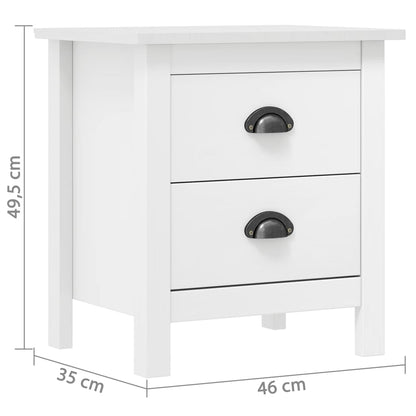 288908 vidaXL Bedside Cabinet "Hill" 2 pcs White 46x35x49,5 cm Solid Pine Wood