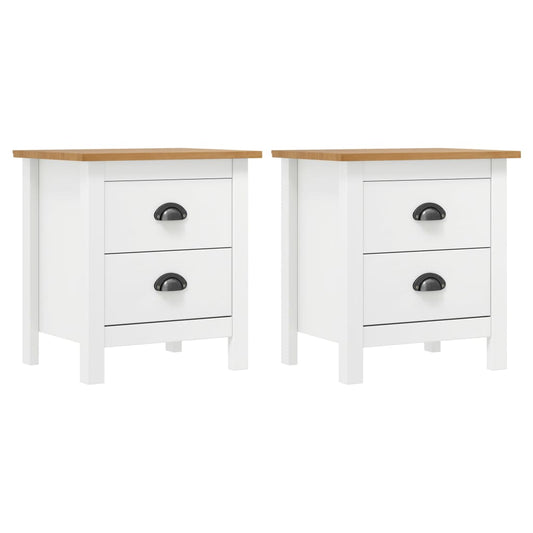 vidaXL Bedside Cabinet Hill 2 pcs White 46x35x49.5 cm Solid Pine Wood