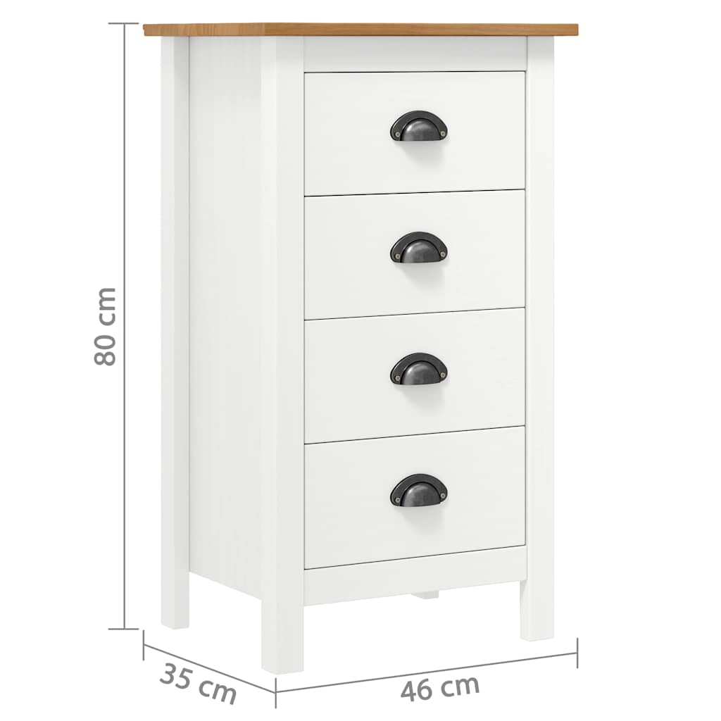 288914 vidaXL Sideboard "Hill" White 46x35x80 cm Solid Pine Wood