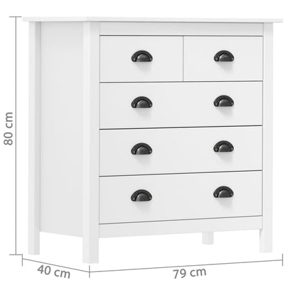 vidaXL Sideboard Hill White 79x40x80 cm Solid Pine Wood