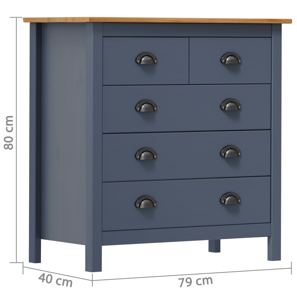 vidaXL Sideboard Hill Grey 79x40x80 cm Solid Pine Wood