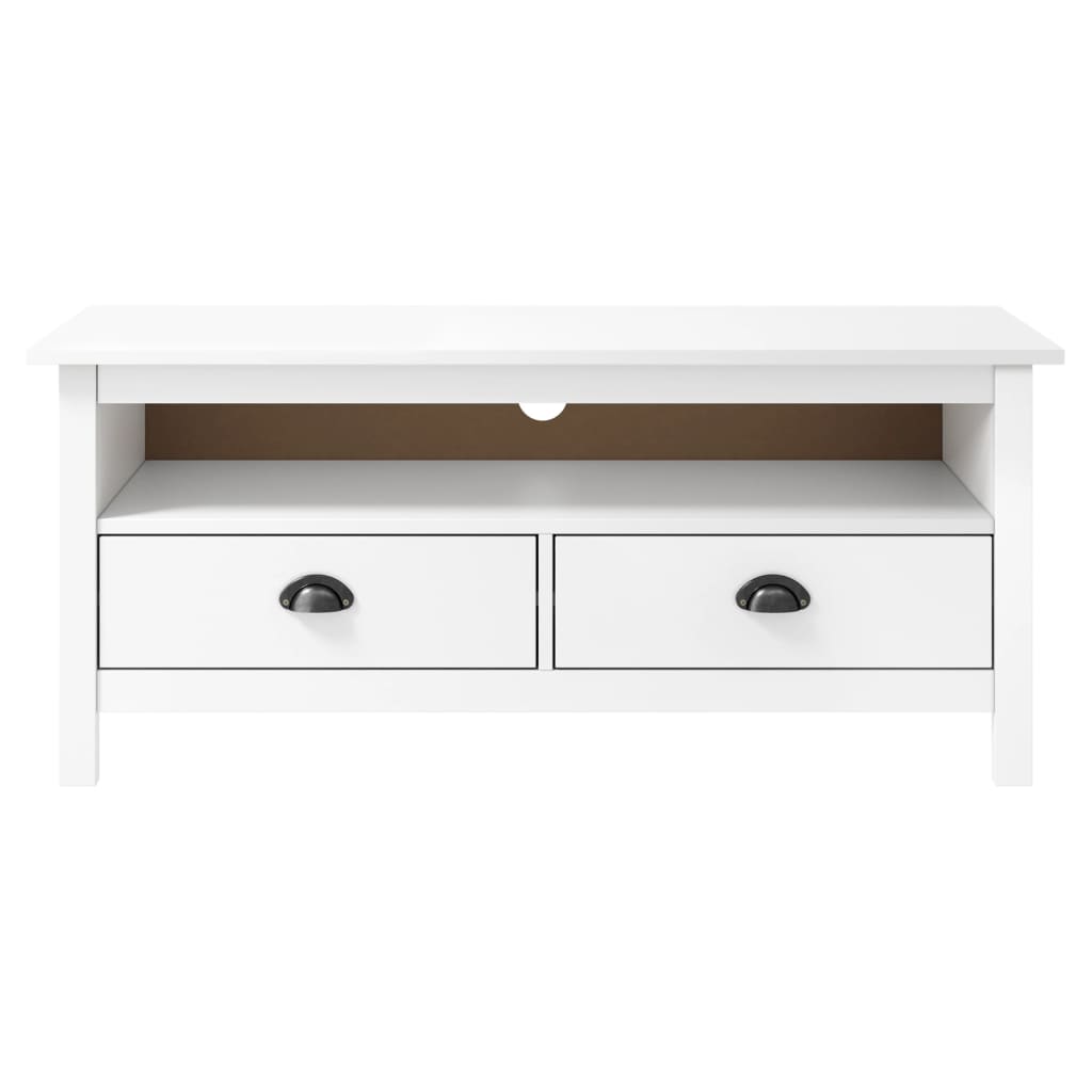 vidaXL TV Cabinet Hill White 110x40x47 cm Solid Pine Wood
