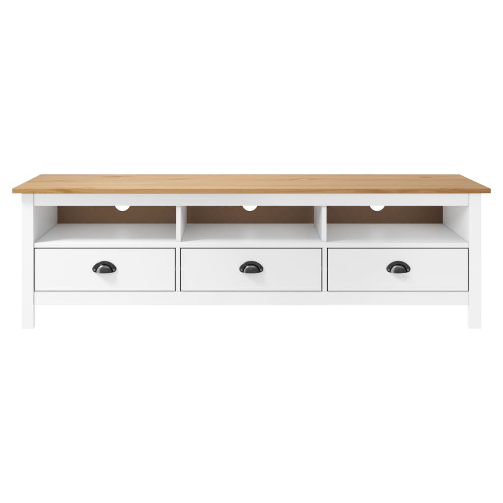 vidaXL TV Cabinet Hill White 158x40x47 cm Solid Pine Wood