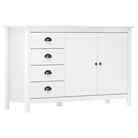 288932 vidaXL Sideboard "Hill" White 130x40x80 cm Solid Pine Wood