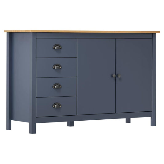 288933 vidaXL Sideboard "Hill" Grey 130x40x80 cm Solid Pine Wood
