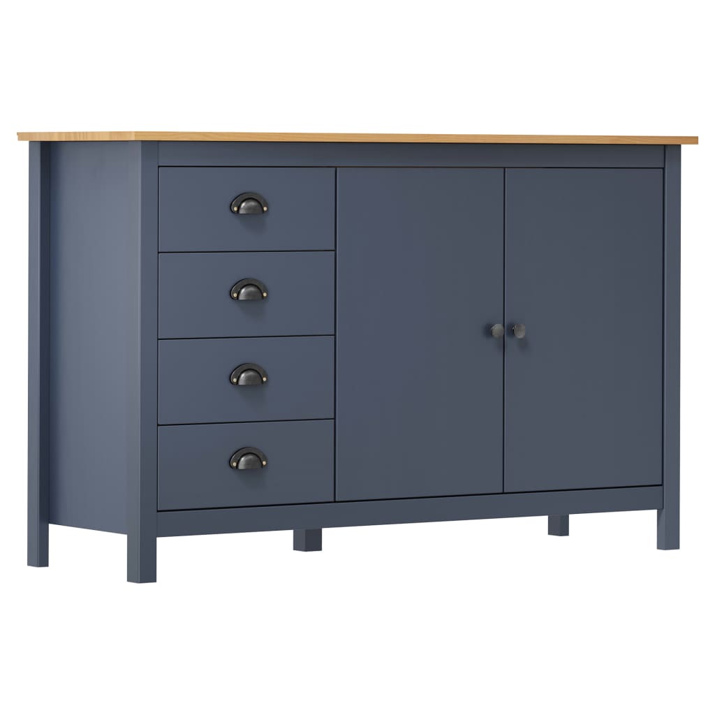 vidaXL Sideboard Hill Grey 130x40x80 cm Solid Pine Wood