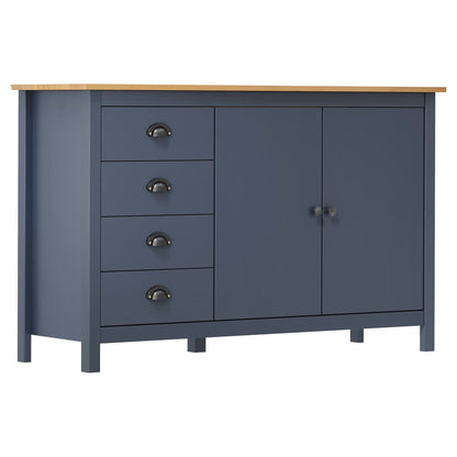 vidaXL Sideboard Hill Grey 130x40x80 cm Solid Pine Wood