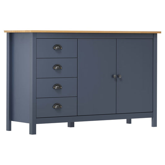 vidaXL Sideboard Hill Grey 130x40x80 cm Solid Pine Wood