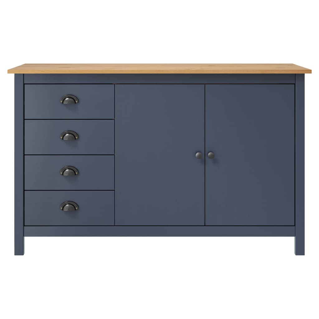 vidaXL Sideboard Hill Grey 130x40x80 cm Solid Pine Wood