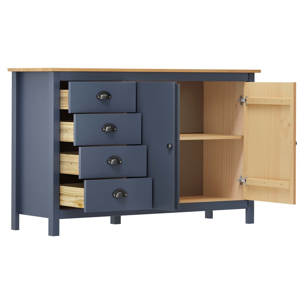 vidaXL Sideboard Hill Grey 130x40x80 cm Solid Pine Wood