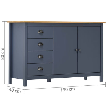 vidaXL Sideboard Hill Grey 130x40x80 cm Solid Pine Wood