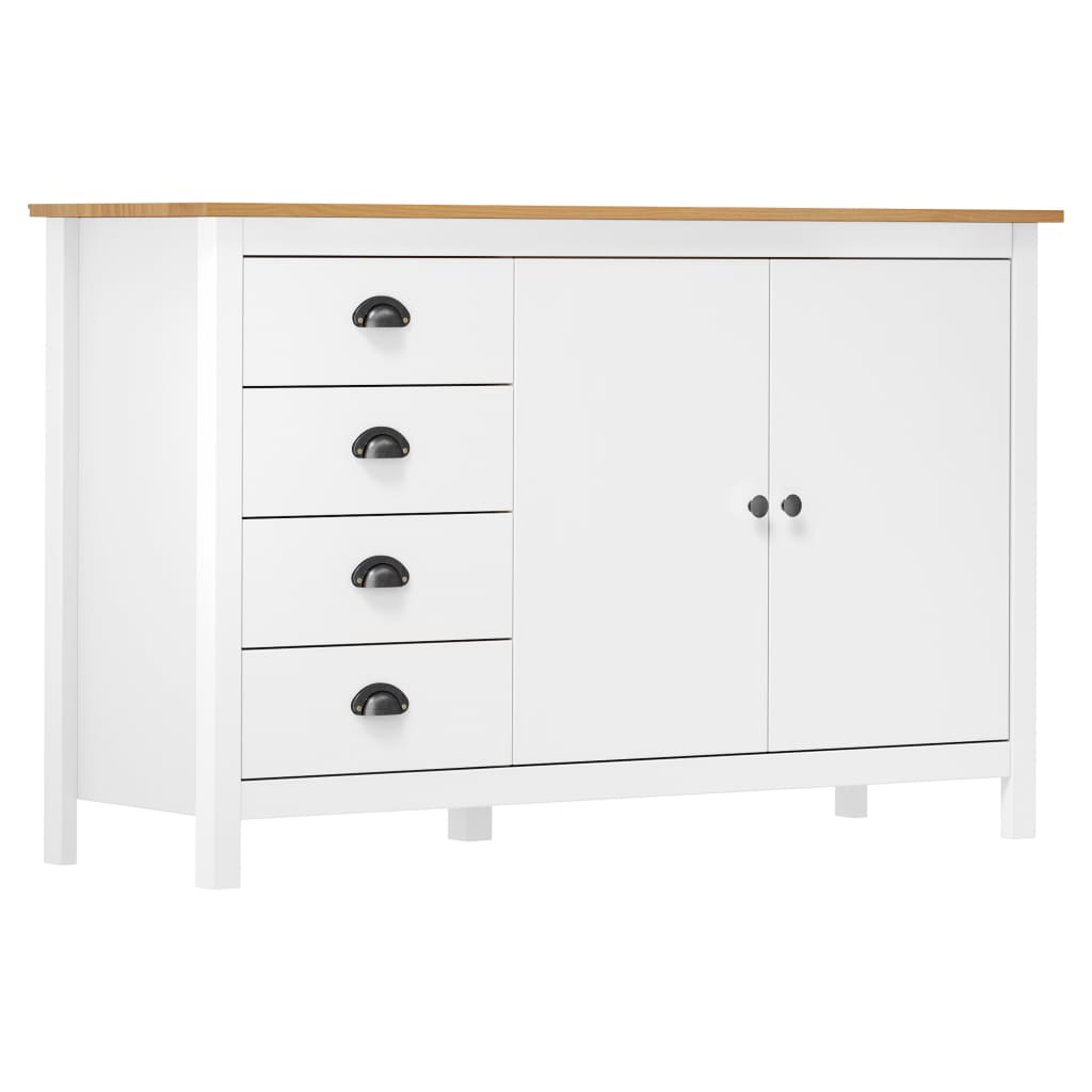 vidaXL Sideboard | White and honey brown | Solid pine wood | Medium | Sideboard