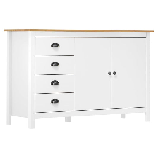 vidaXL Sideboard | White and honey brown | Solid pine wood | Medium | Sideboard