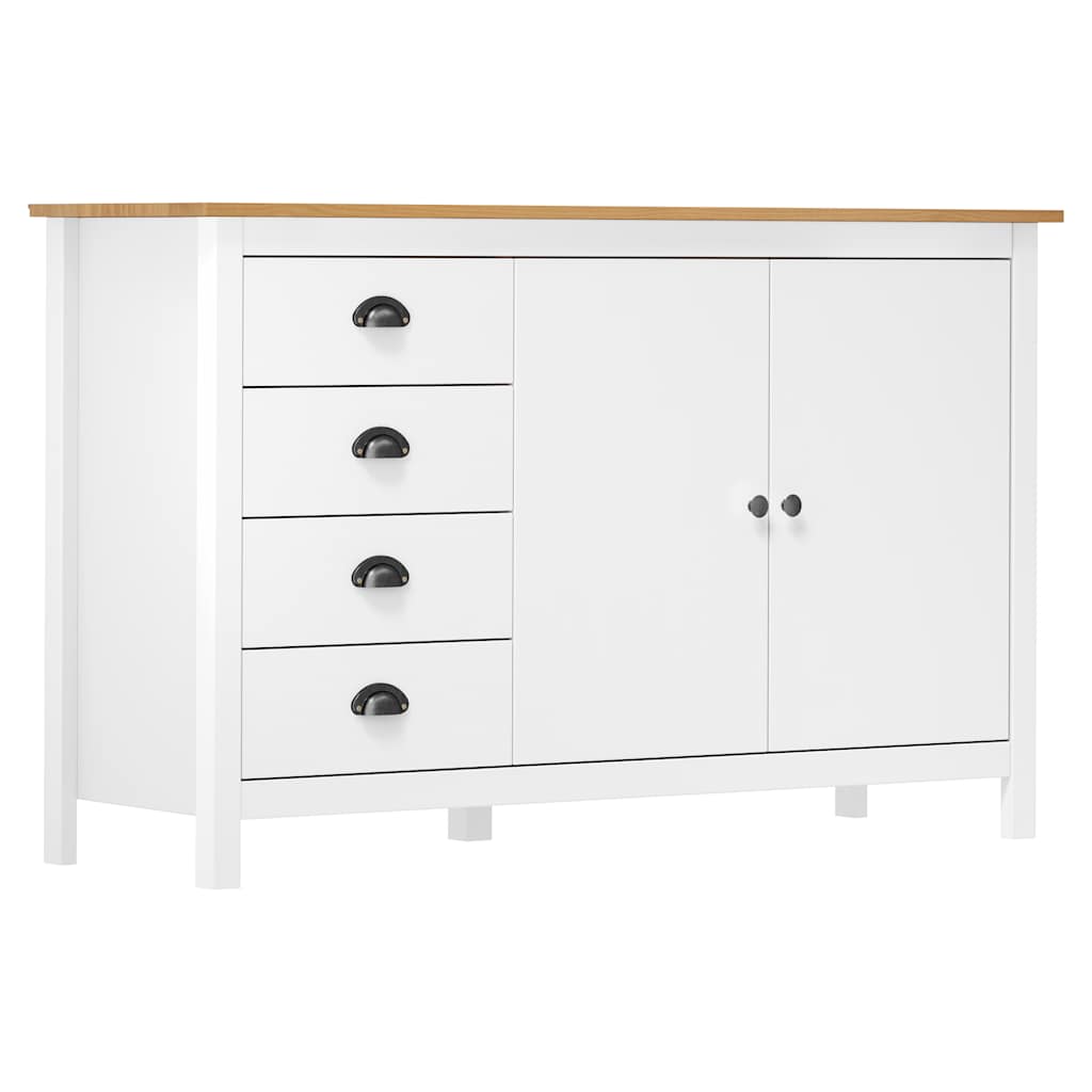 288934 vidaXL Sideboard "Hill" White 130x40x80 cm Solid Pine Wood