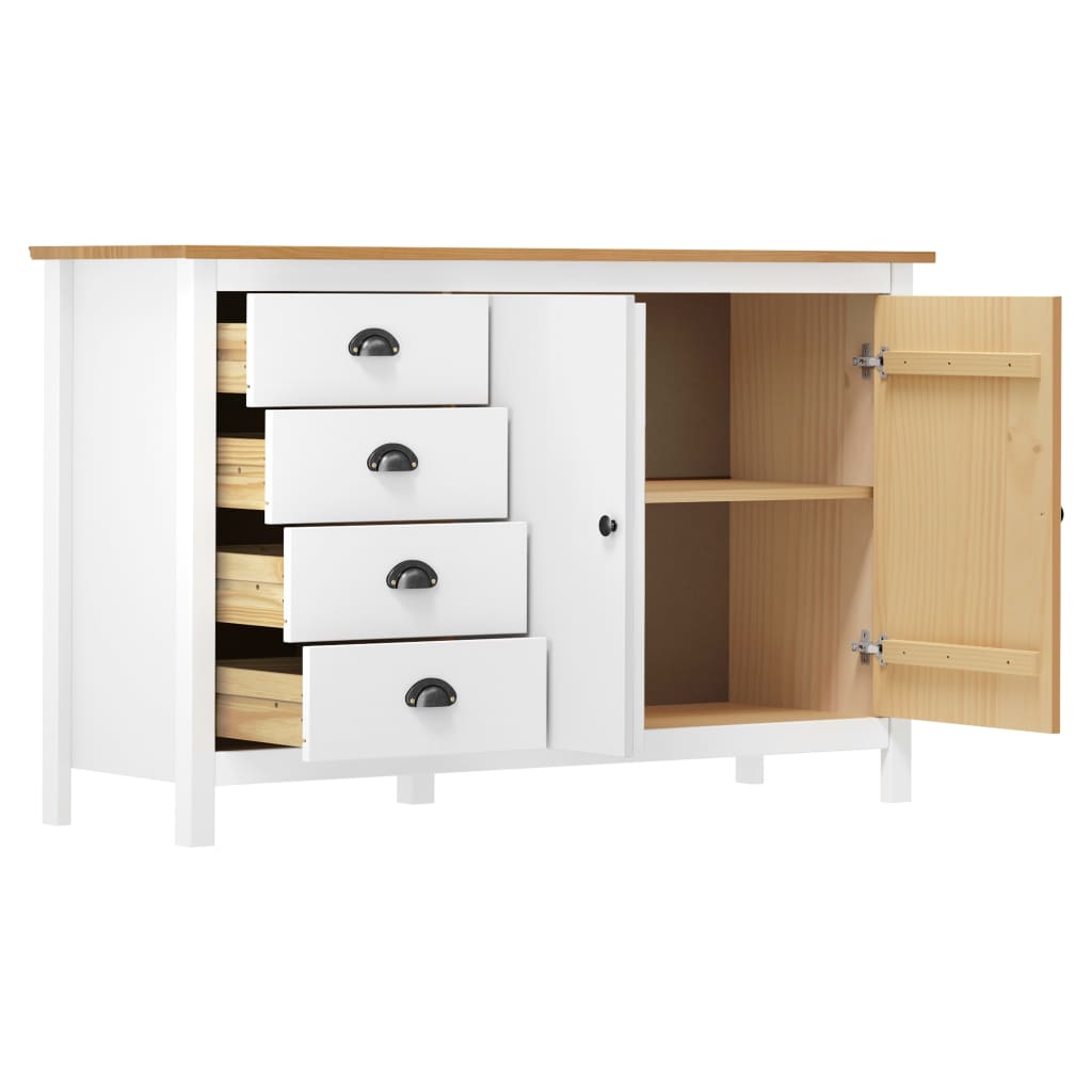 vidaXL Sideboard | White and honey brown | Solid pine wood | Medium | Sideboard