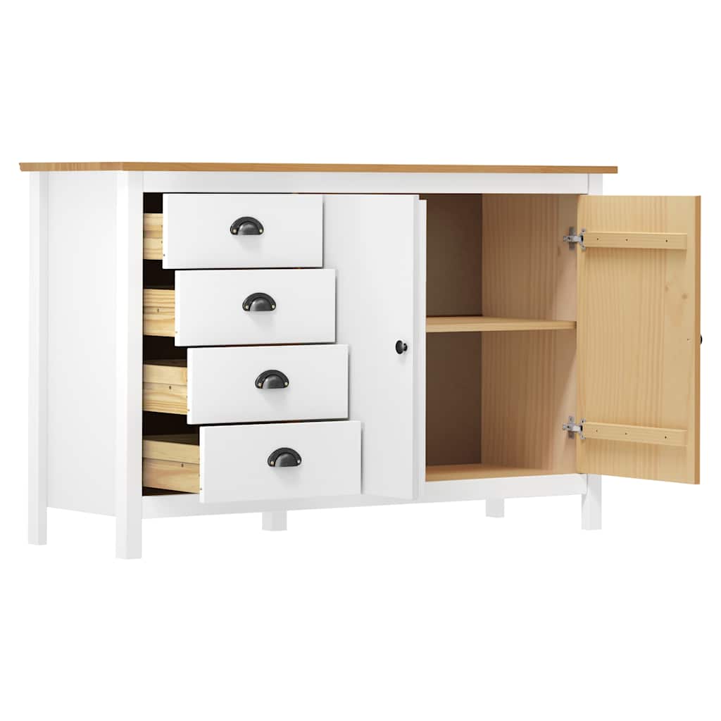 288934 vidaXL Sideboard "Hill" White 130x40x80 cm Solid Pine Wood
