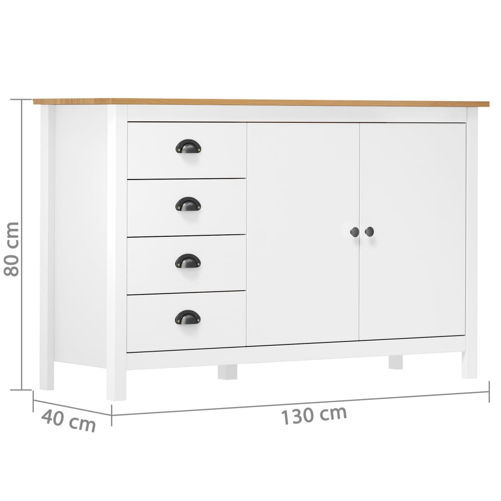 vidaXL Sideboard | White and honey brown | Solid pine wood | Medium | Sideboard