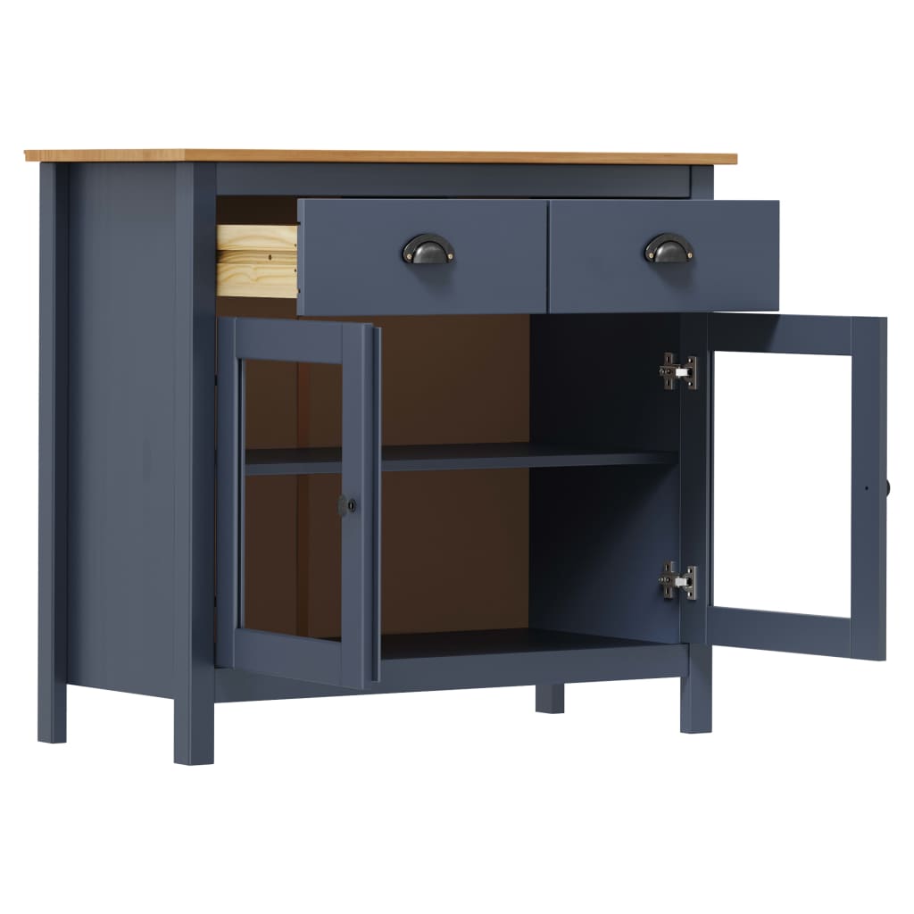 vidaXL Sideboard Hill Grey 90x40x80 cm Solid Pine Wood