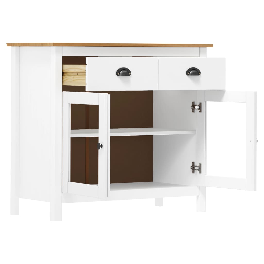 vidaXL Sideboard Hill White 90x40x80 cm Solid Pine Wood