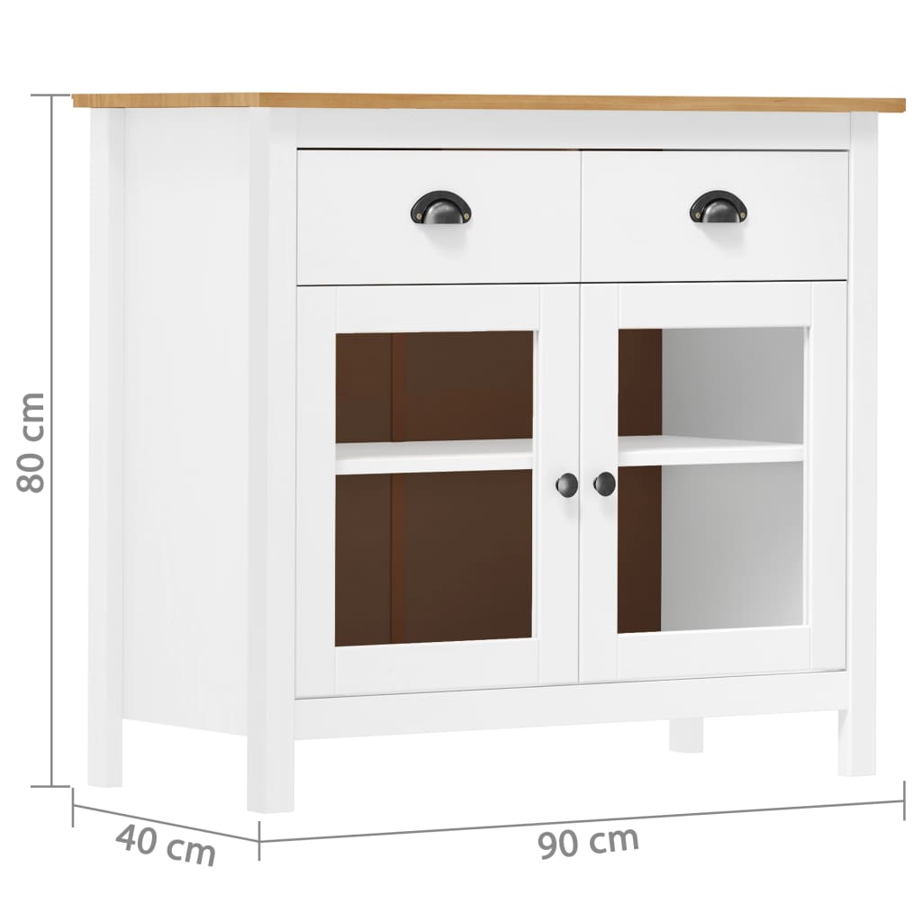 vidaXL Sideboard Hill White 90x40x80 cm Solid Pine Wood