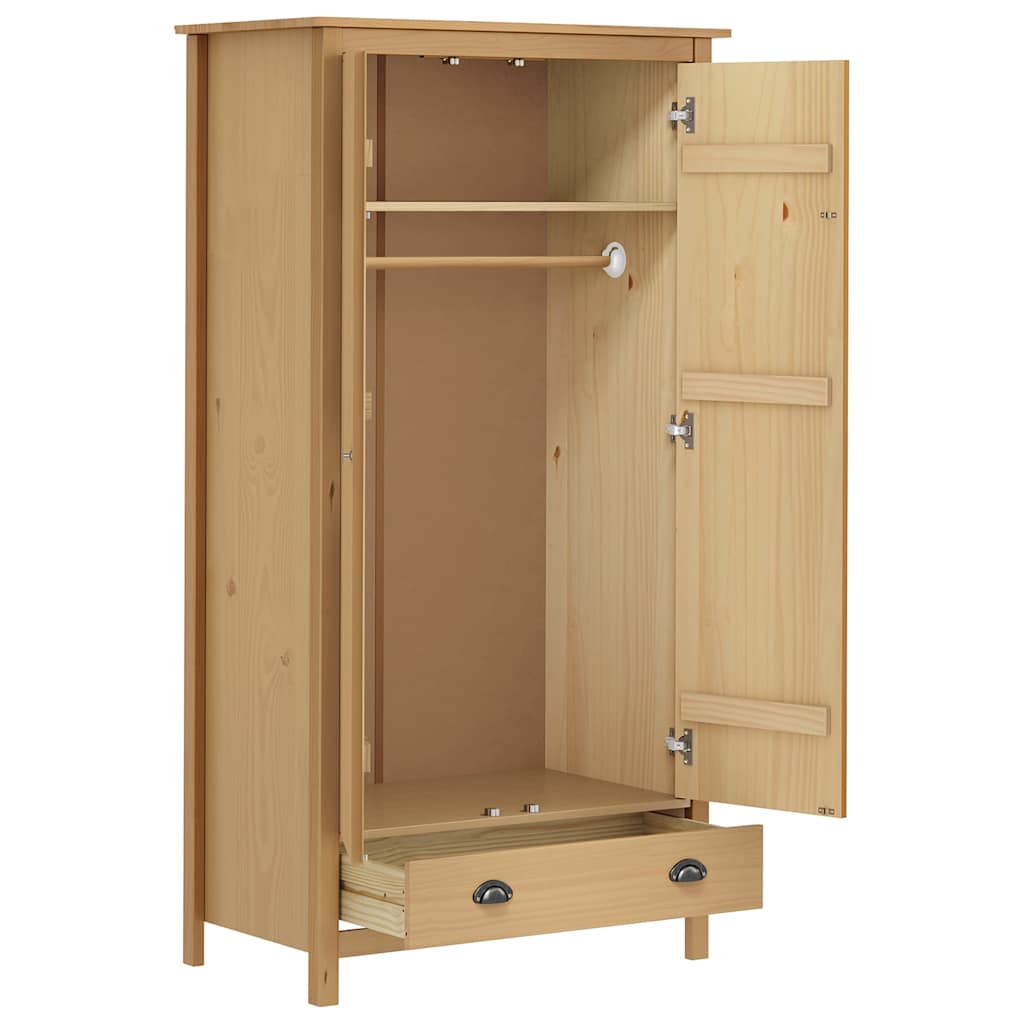 288947 vidaXL 2-Door Wardrobe "Hill" 89x50x170 cm Solid Pine Wood